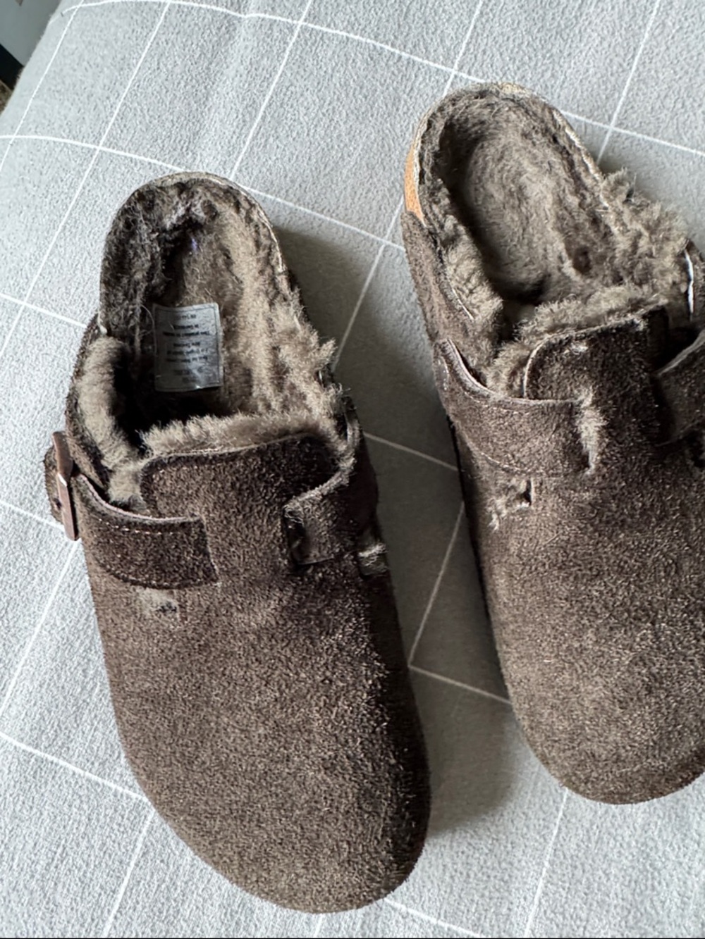 Birkenstock shearling Lined Brown Suede Boston Clogs - Picture 2 of 10